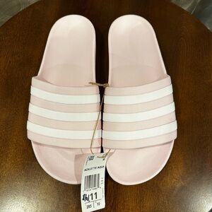Adidas Women's Adilette Aqua Light Pink and White Slide Sandals